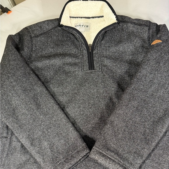 Orvis Sherpa Lined Quarter Zip Pullover XL Charcoal - Picture 6 of 11